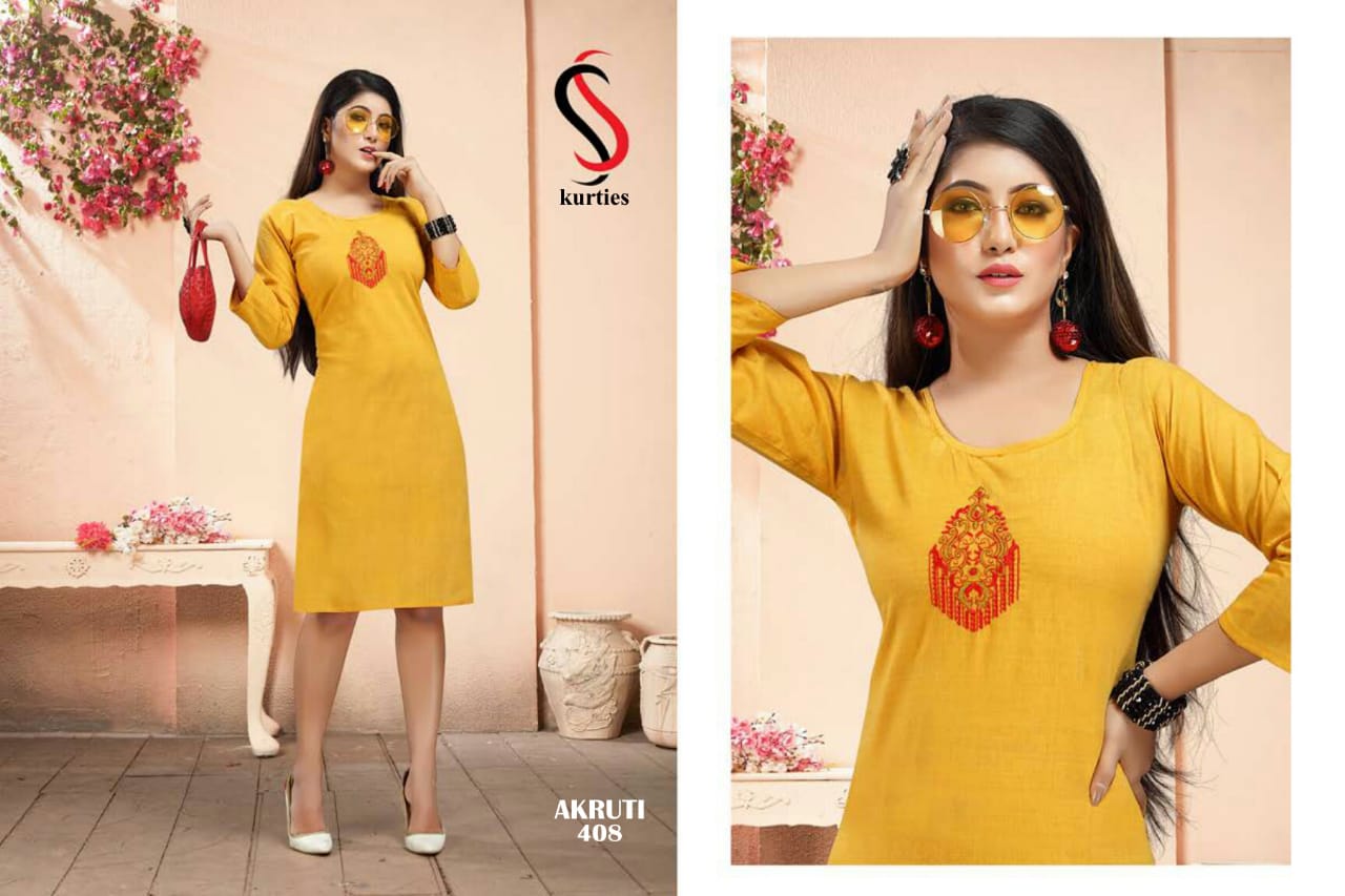 SS Akruti 4 Handloom Cotton Straight Cut Kurtis